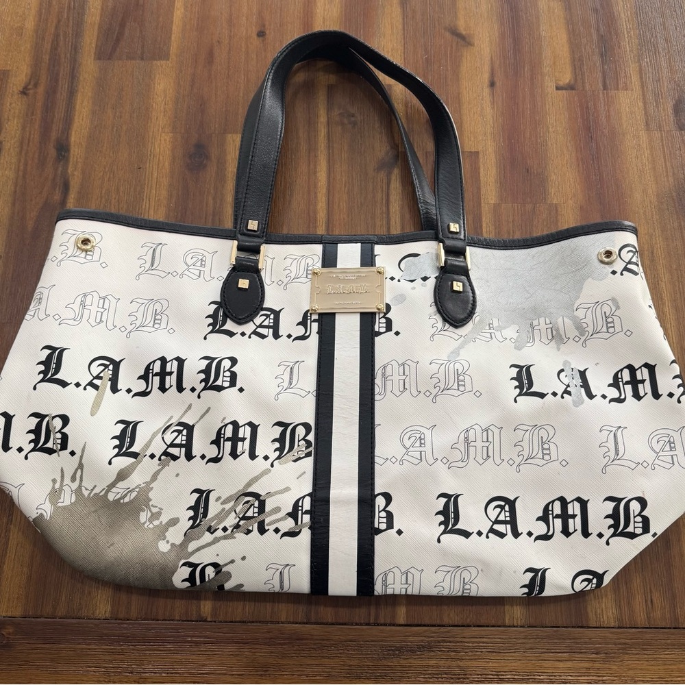 L.A.M.B. Monogrammed Black and White Tote